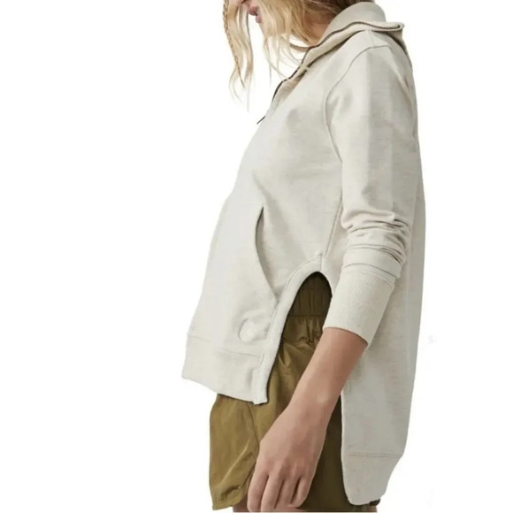 Free Poeple Movement sz L Baseline Zip Up Jacket Oatmilk zip front sweatshirt - Picture 11 of 11